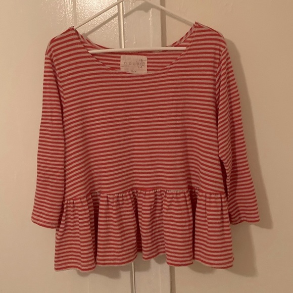 We The Free, Red Striped Peplum - Picture 1 of 3